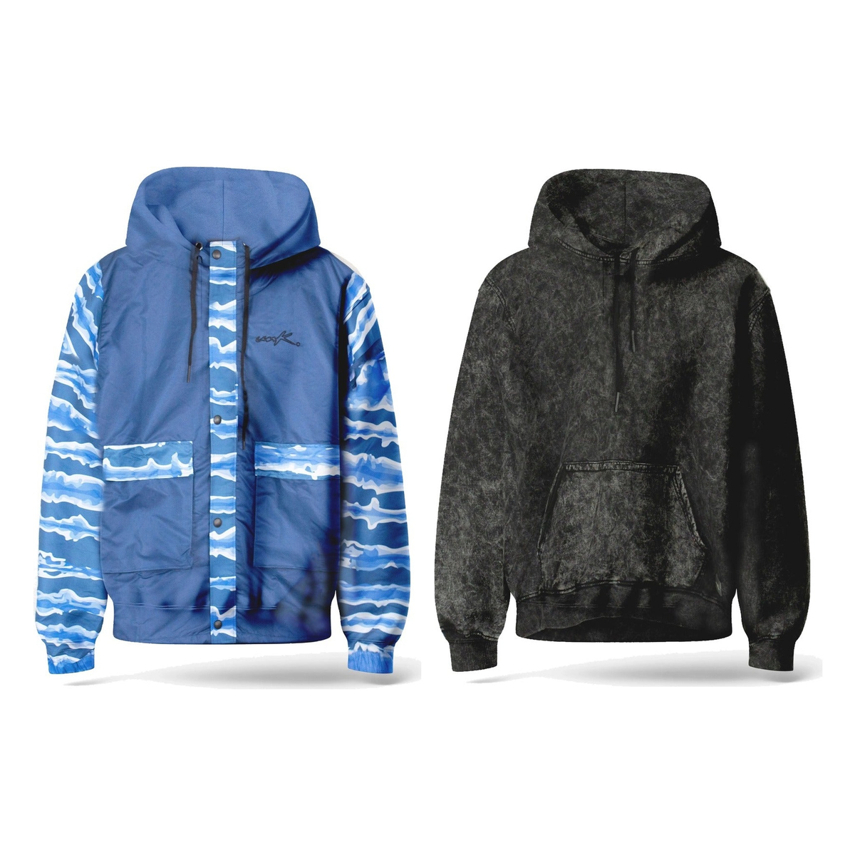 Pack Cortaviento Blue Snow + Hoodie Acid Black